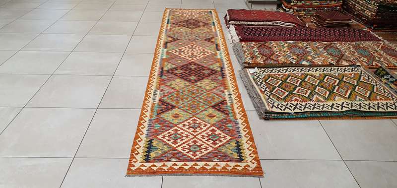 Afghan Chobi Kilim 391cm x 88cm Hand Made