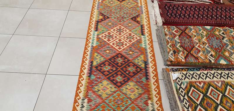 Afghan Chobi Kilim 391cm x 88cm Hand Made