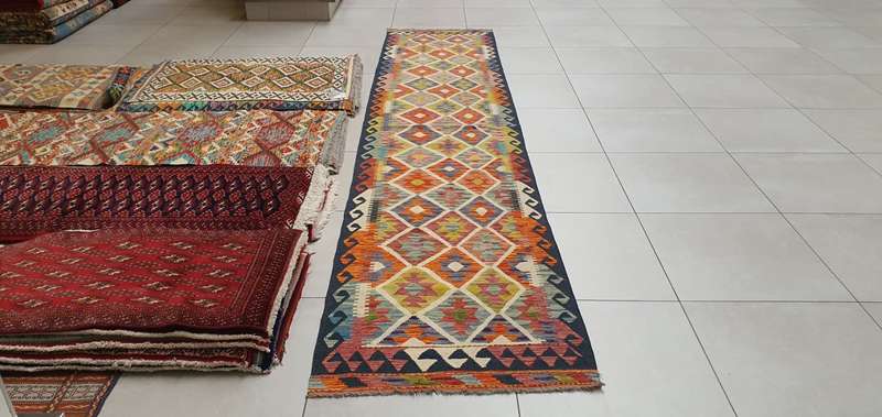 Afghan Chobi Kilim 388cm x 82cm Hand Made