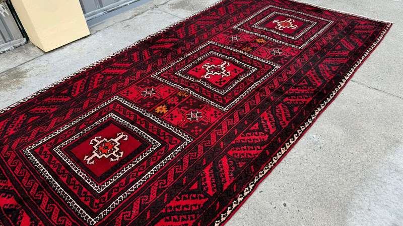 Vintage Persian Kurdi Carpet 268cm x 134cm Hand Knotted