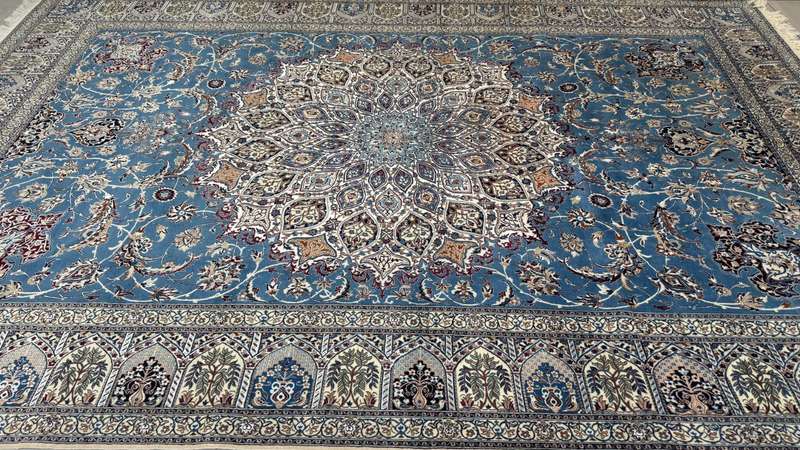 Extremely Fine Quality Persian Nain Carpet 377cm x 250cm Hand Knotted (6LA)