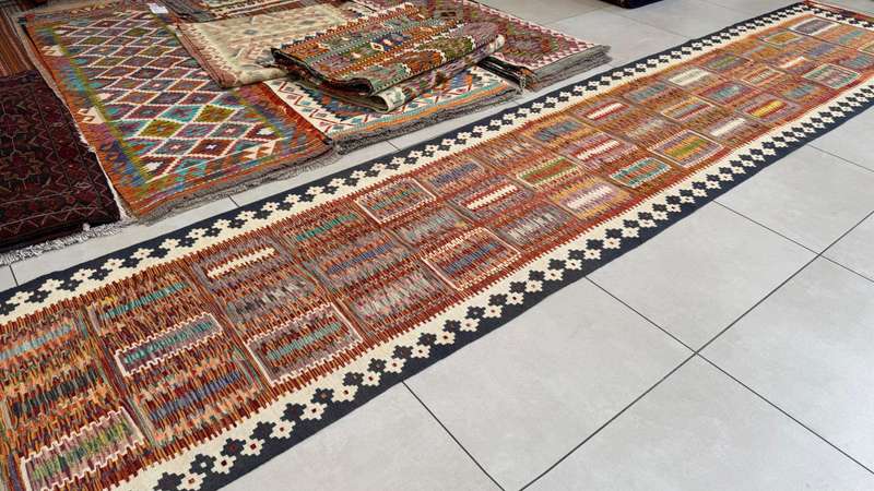 Afghan Chobi Kilim 484cm x 87cm Hand Made