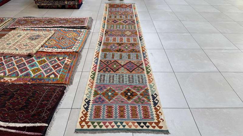Afghan Chobi Kilim 391cm x 85cm Hand Made