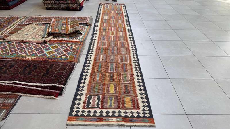 Afghan Chobi Kilim 484cm x 87cm Hand Made