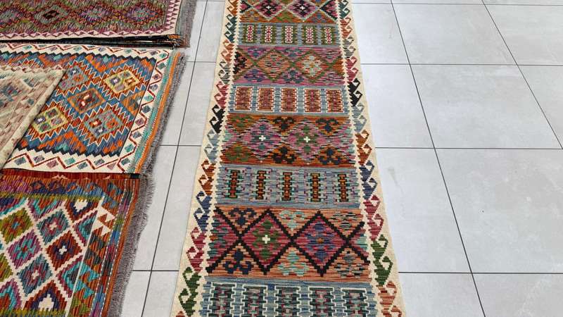 Afghan Chobi Kilim 391cm x 85cm Hand Made