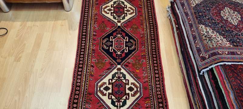 Very Fine Persian Qashqai Carpet 294cm x 78cm Hand Knotted