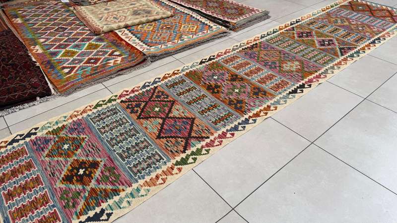 Afghan Chobi Kilim 391cm x 85cm Hand Made