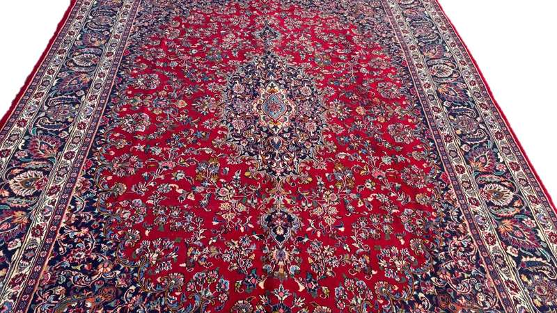 Vintage Persian Mashhad Carpet 383cm x 286cm Hand Knotted