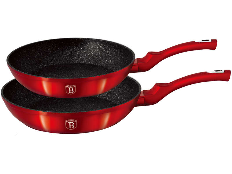 Berlinger Haus 2 Pieces Metallic Line Marble Coating Fry Pan Set - Red (READ THE DESCRIPTION)