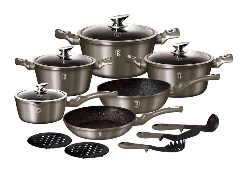 Berlinger Haus 13 Pieces Metallic Line Marble Coating Cookware Set (ONE POT MISSING)