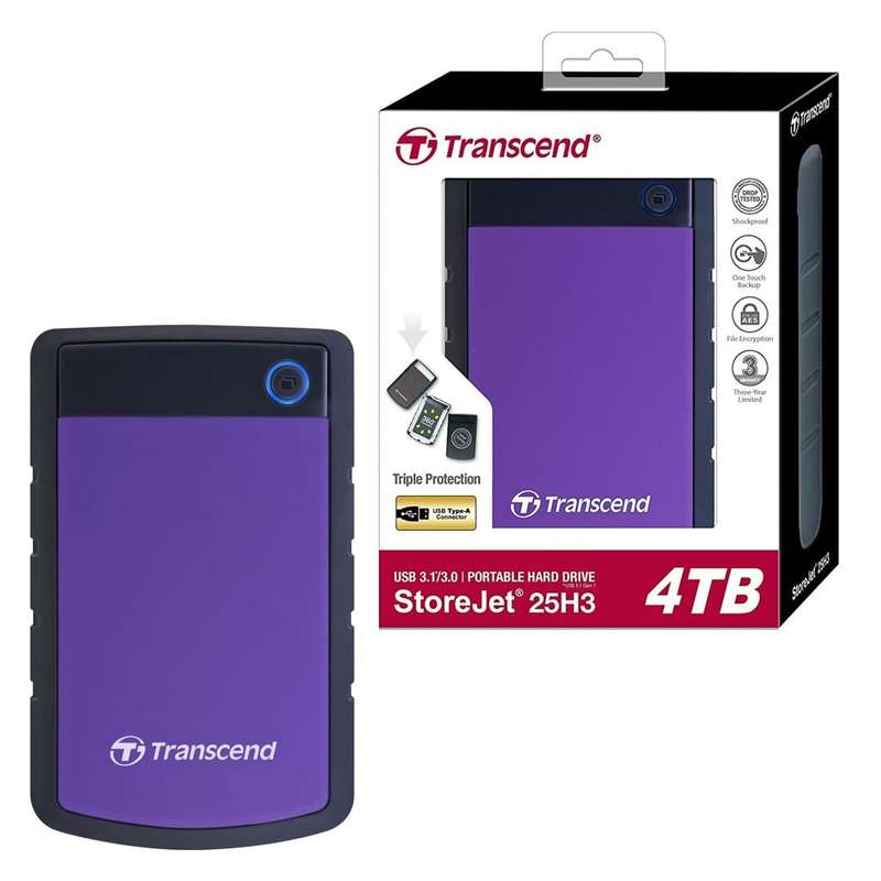 4TB Transcend Rugged USB 3.0 2.5" Portable Hard Drive
