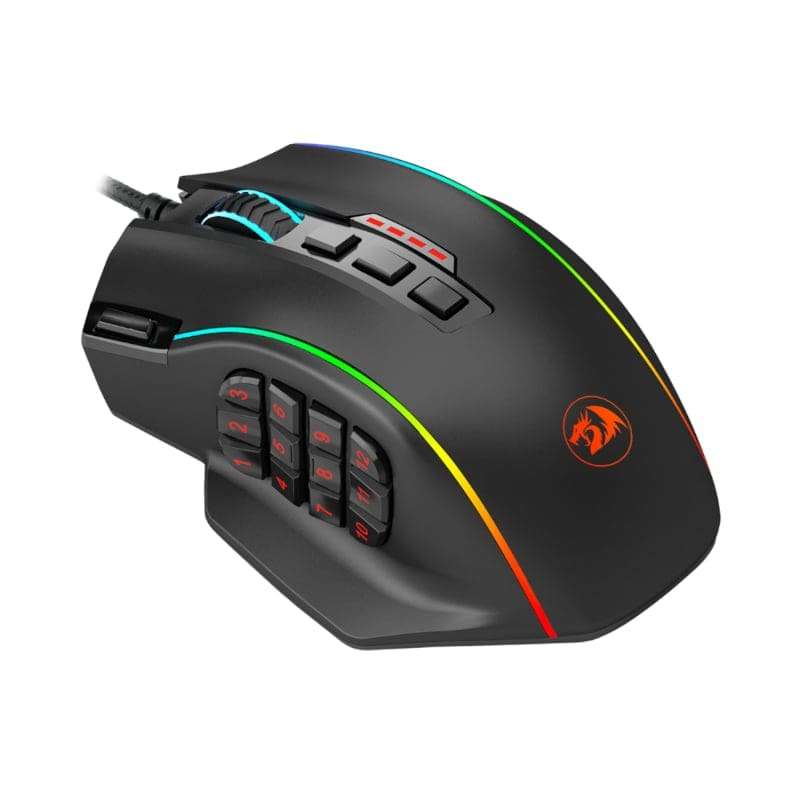 Redragon M901 Perdiction 12400DPI RGB MMO Ergo Gaming Mouse - Black