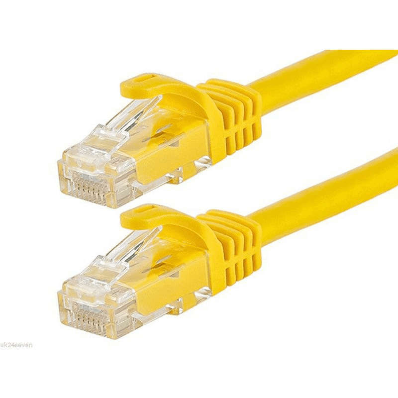 Acconet CAT6 UTP Flylead, 1 Meter, Straight, Stranded Cable, Moulded Boots and Plugs, Yellow