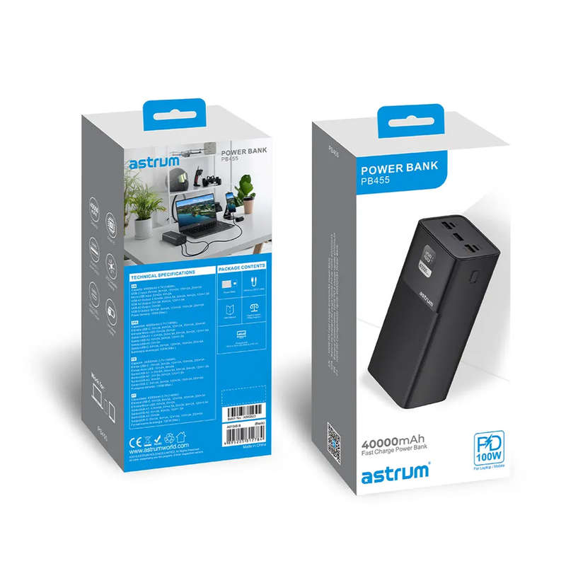 Astrum Fast Charge Power Bank PD100W for Laptop/Mobile 40000mAh 3A - PB455