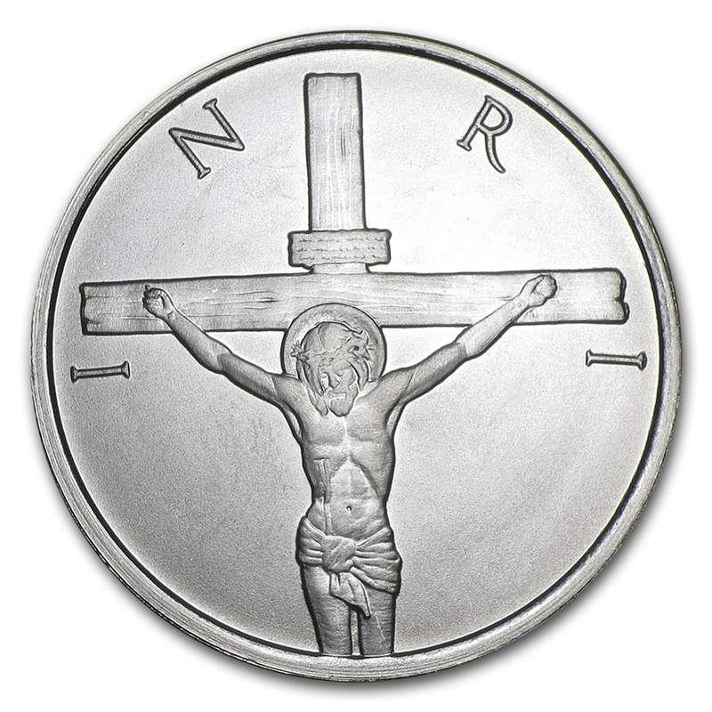 2015 SILVER SHIELD JESUS CRUCIFIXION SHEKEL 1/2 OZ SILVER BU ROUND BULLION (RARE)