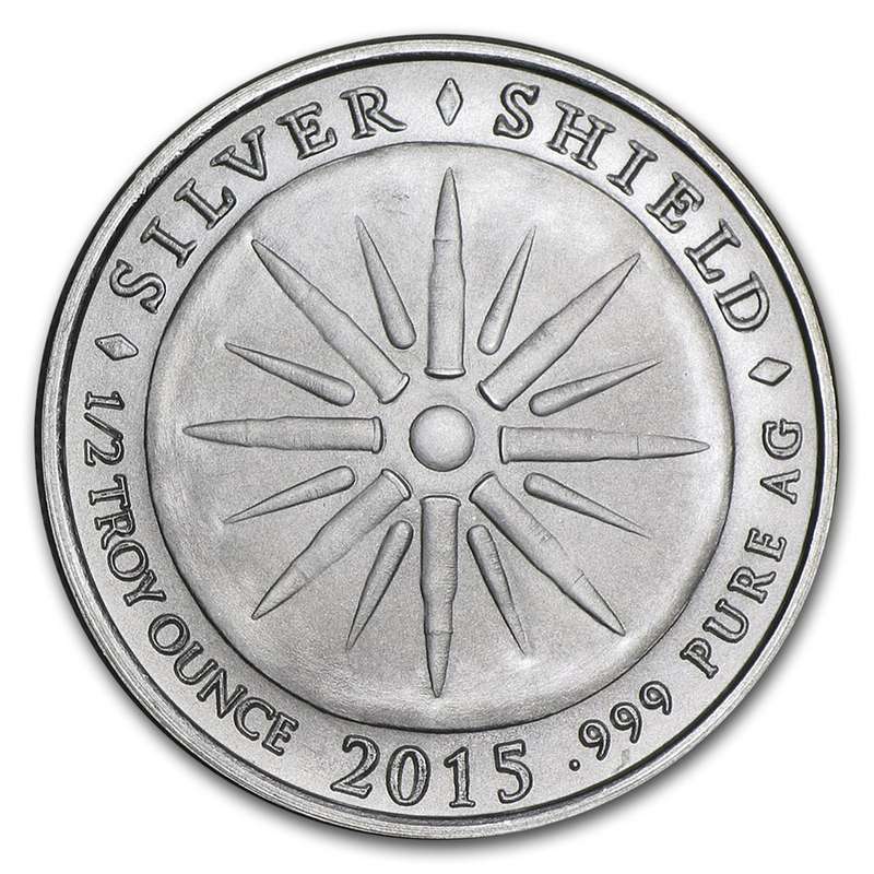 2015 SILVER SHIELD JESUS CRUCIFIXION SHEKEL 1/2 OZ SILVER BU ROUND BULLION (RARE)