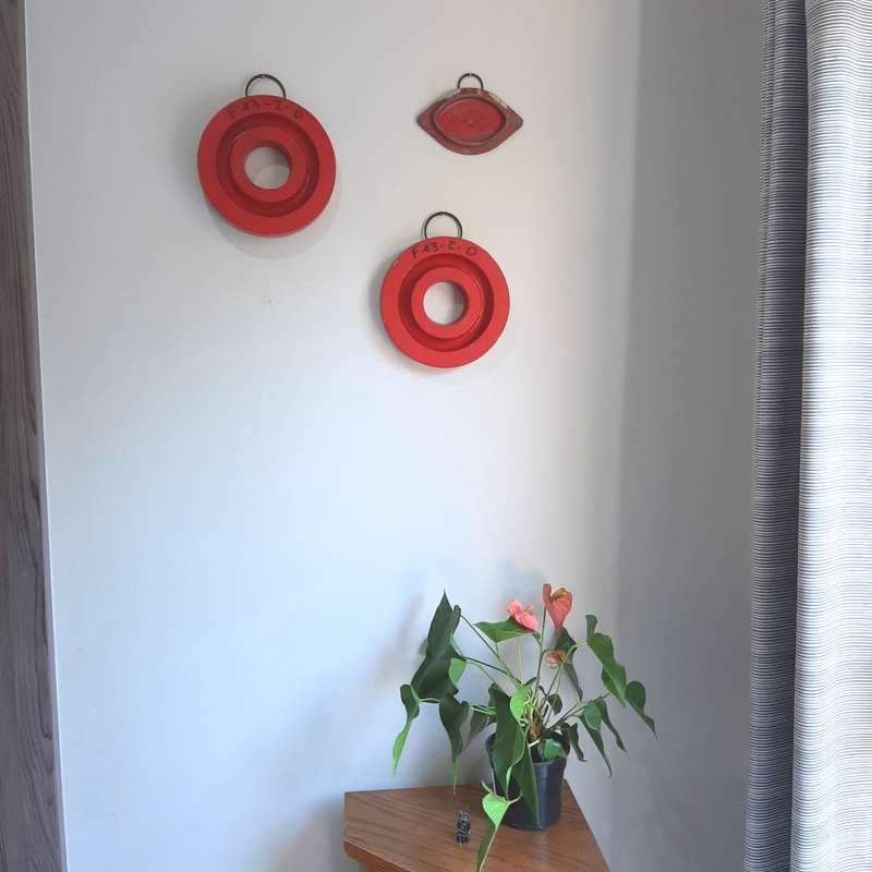 Red hanging round shapes