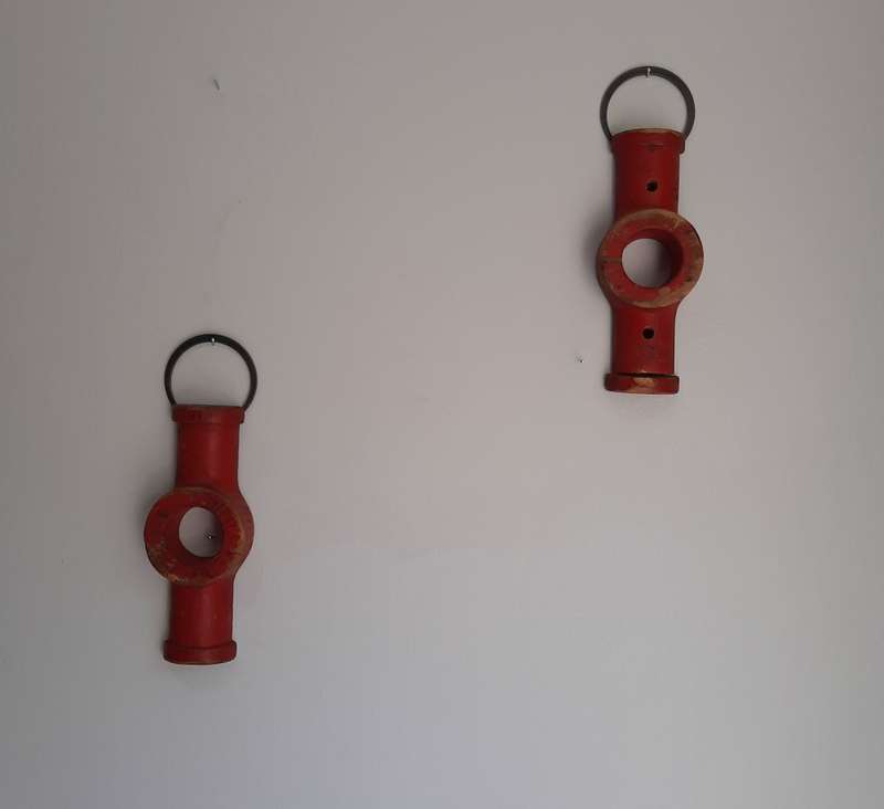 Red hanging toggle shapes