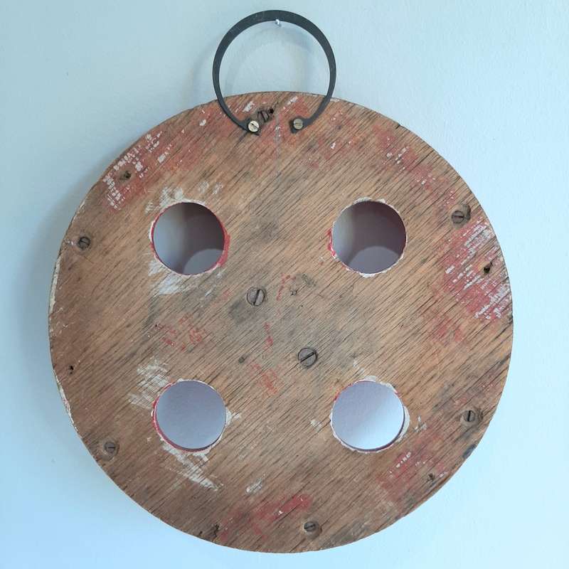 Red hanging wheel shape