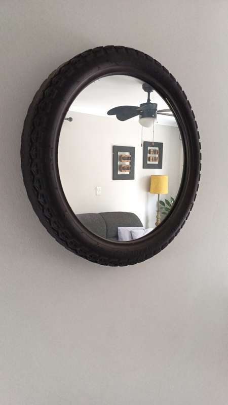 Black Motorbike Tyre Mirror