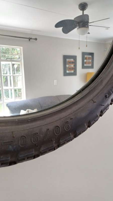 Black Motorbike Tyre Mirror
