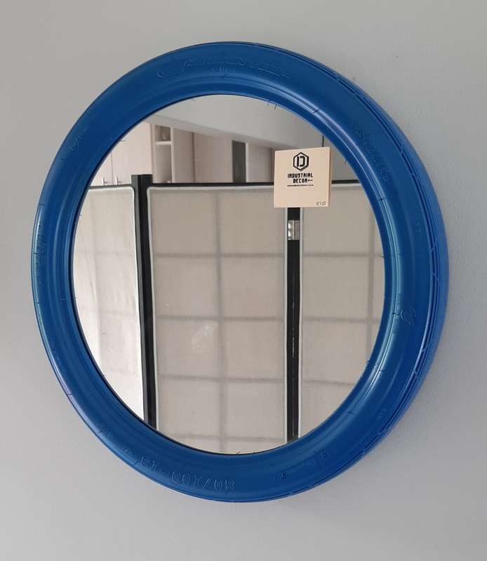 Blue Motorbike Tyre Mirror