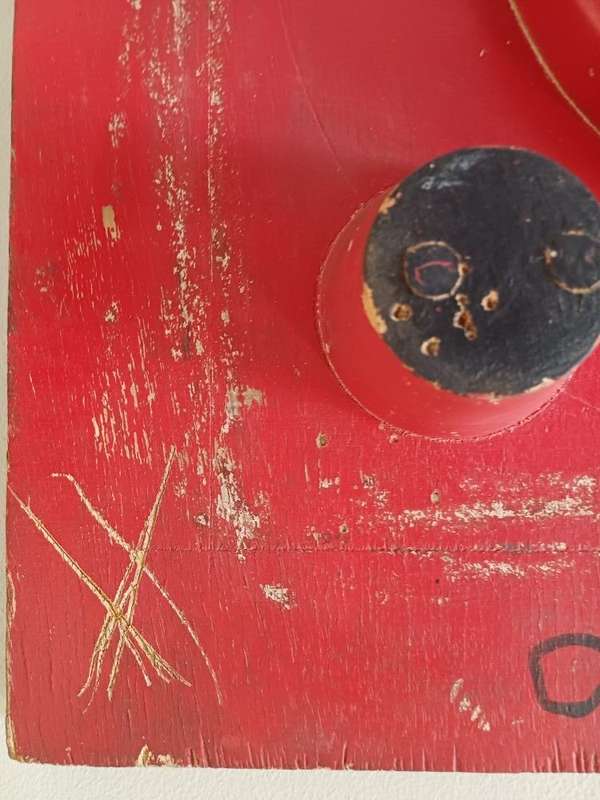 Red three dot - wood wall hanging