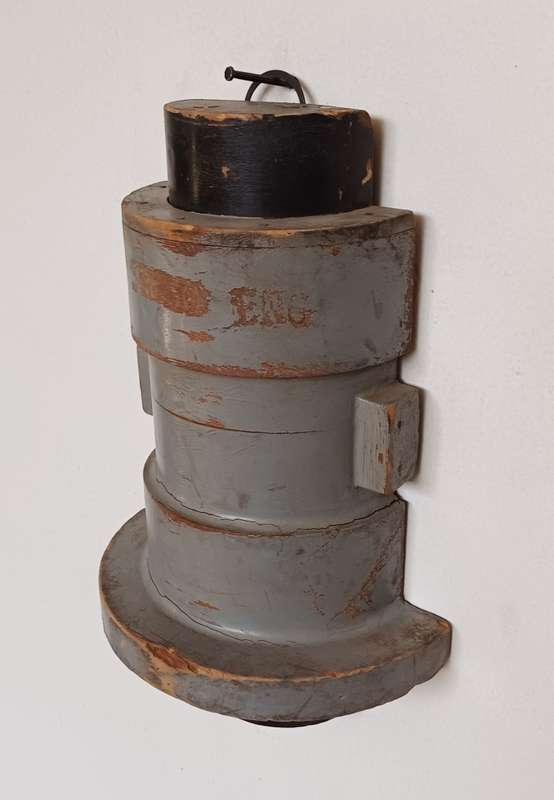 Vintage Industrial Wall Hanging  Grey & Black Barrel Mould
