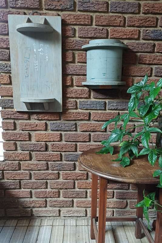 Grey Wall Shelf with History  Vintage Bedford Pattern Mould