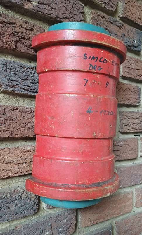 Vintage Red Barrel Mould Wall Hanging  Industrial Decor with Blue Accents