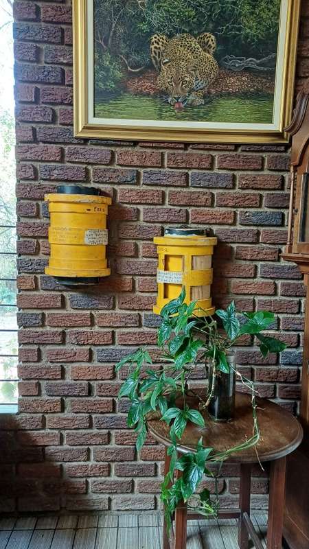 Vintage Yellow Barrel Mould Wall Hangings  Set of 2