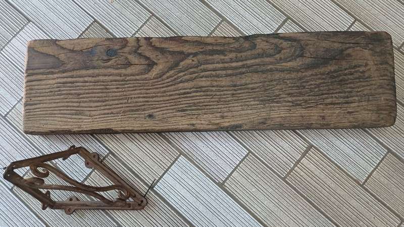 Wooden Shelf with Rustic Metal Brackets