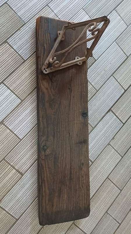 Wooden Shelf with Rustic Metal Brackets