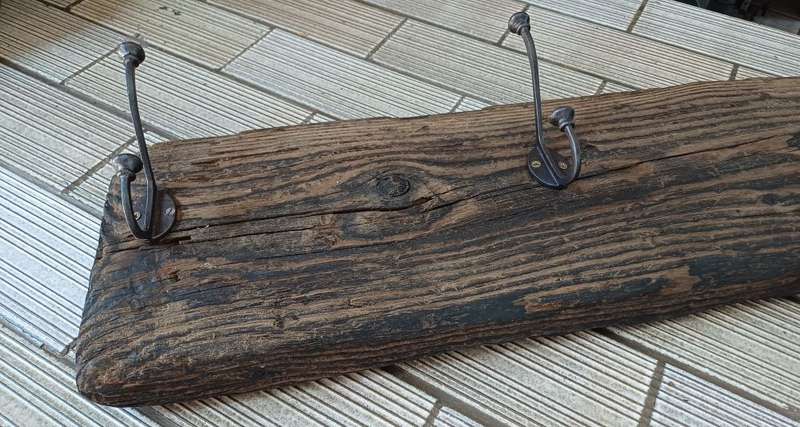 Wood Mudroom Hook with 3 Metal Hooks