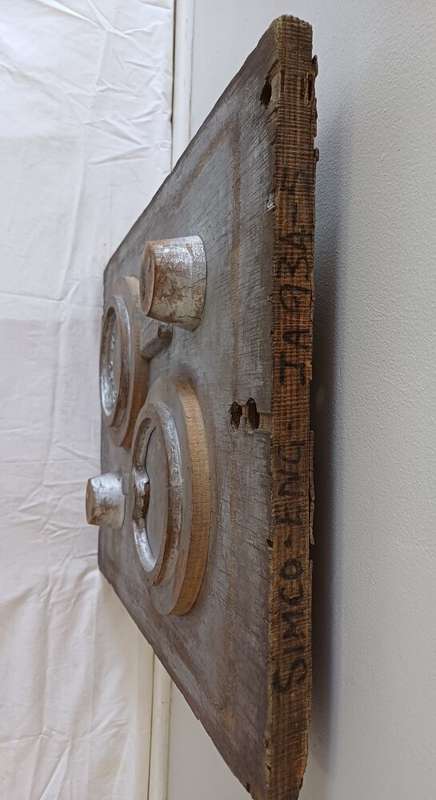 Silver 'Jaffle Iron' Wall Hanging  Vintage Wooden Pattern Mould