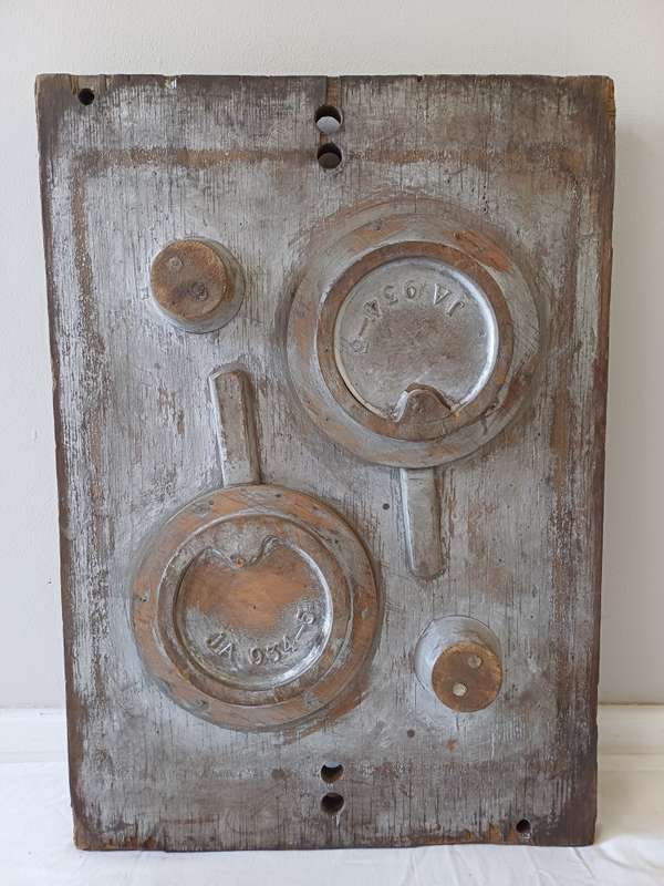 Silver 'Jaffle Iron' Wall Hanging  Vintage Wooden Pattern Mould