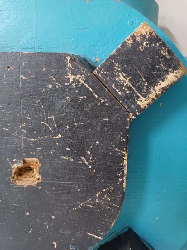 Decor: Pair of Blue 'Rocket Parts'  Vintage Wooden Pattern Moulds
