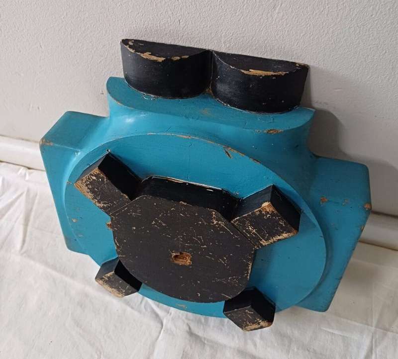 Decor: Pair of Blue 'Rocket Parts'  Vintage Wooden Pattern Moulds