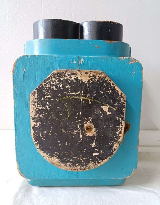 Decor: Pair of Blue 'Rocket Parts'  Vintage Wooden Pattern Moulds