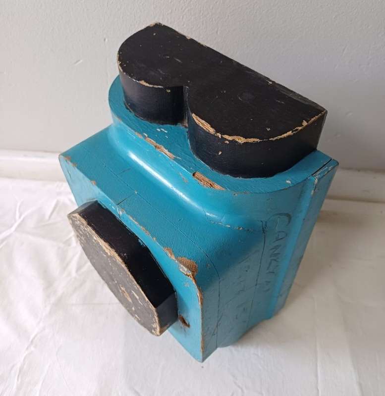 Decor: Pair of Blue 'Rocket Parts'  Vintage Wooden Pattern Moulds