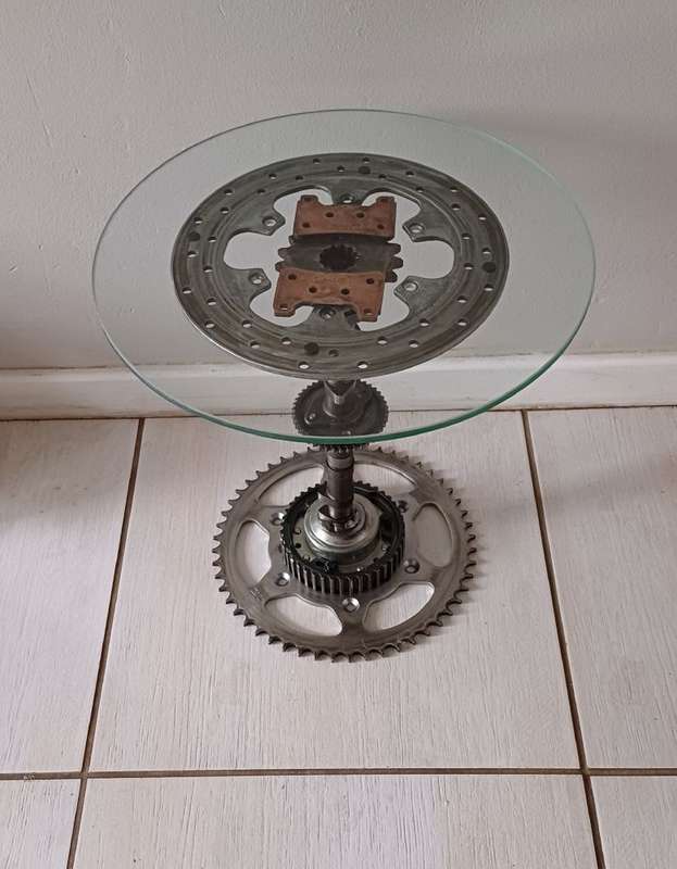 Camshaft Side Table  Industrial Steampunk Elegance