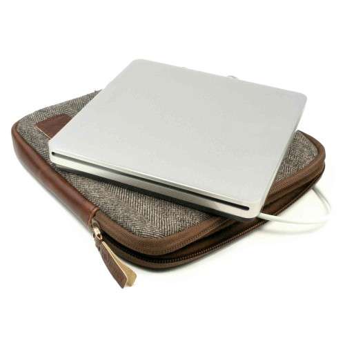 Tuff-Luv Herringbone Tweed Travel Case for the Apple USB SuperDrive (Apple USB DVDROM Drive) - Brown