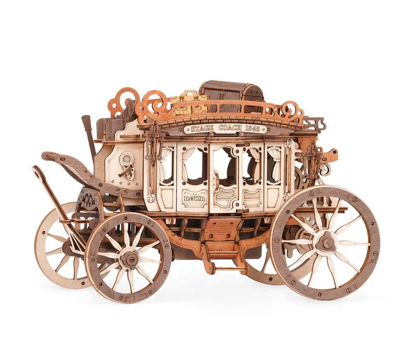 Robotime Stage Coach DIY Mechanical Music Box 3D Wooden Puzzle - 199 Pieces
