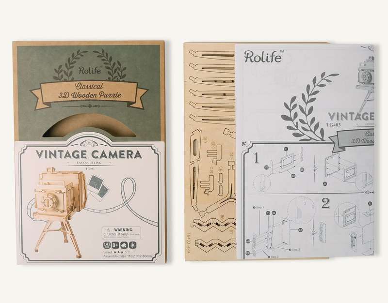 Robotime Vintage Camera 3D Wooden Puzzle - 142 Pieces