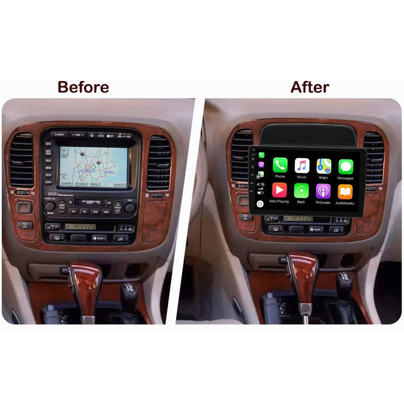 Android GPS Navigation Radio With Carplay for Toyota Land Cruiser 100 Lexus LX470 1998 - 2003