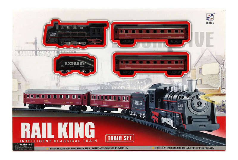 Small size RAIL KING Classical Train Toy Set Locomotive with Light Track Battery Operated