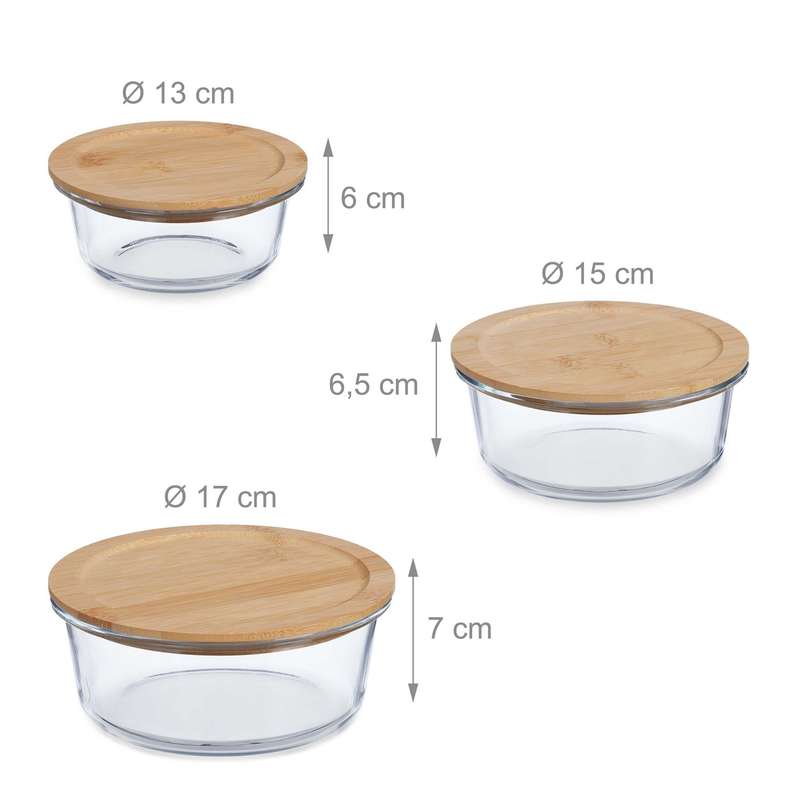 Kithi Group Round Glass Containers with Bamboo Lid