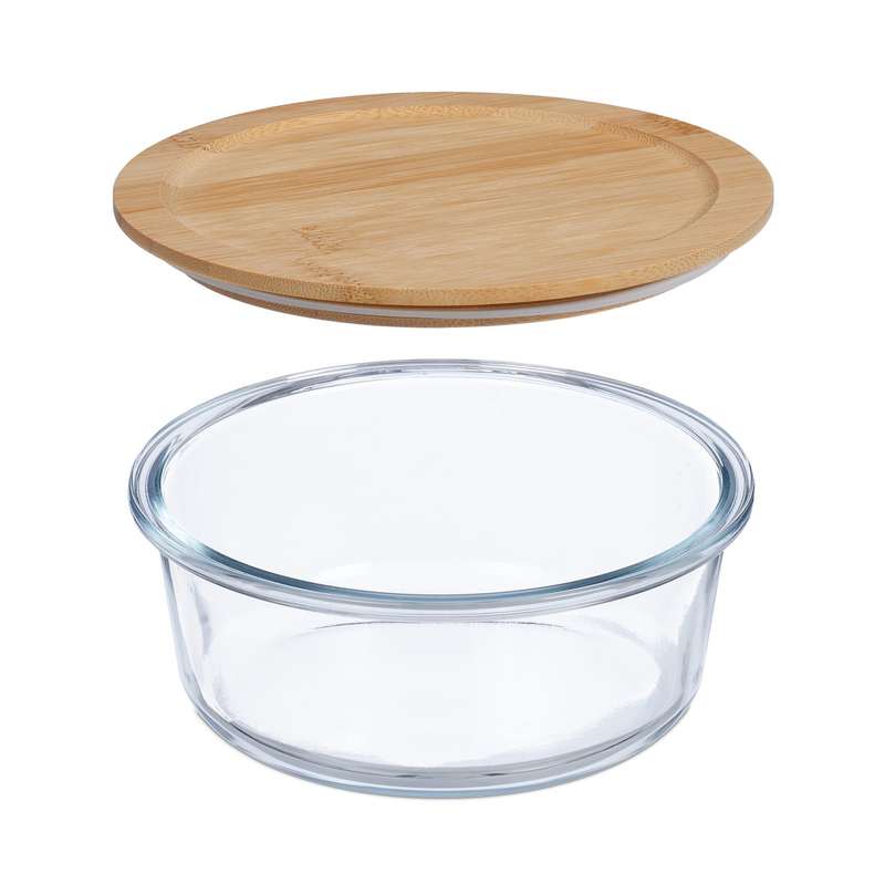 Kithi Group Round Glass Containers with Bamboo Lid