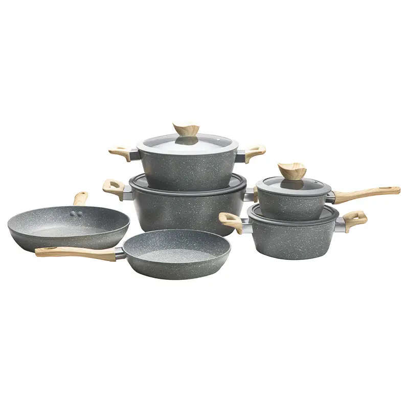 Kithi Group 10PCS Nonstick Marble Granite Die-Cast Aluminum Cookware Set