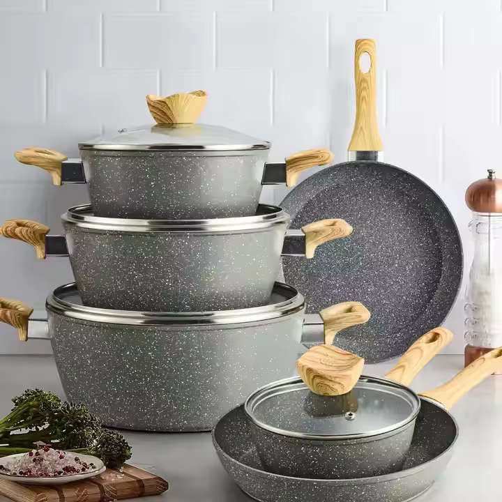 Kithi Group 10PCS Nonstick Marble Granite Die-Cast Aluminum Cookware Set